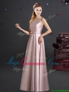 Ideal One Shoulder Sleeveless Zipper Floor Length Bowknot Quinceanera Dama Dress