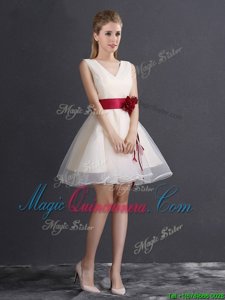 Clearance Mini Length A-line Sleeveless Champagne Quinceanera Dama Dress Lace Up