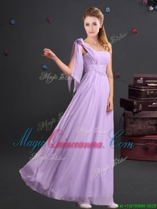 One Shoulder Sleeveless Zipper Floor Length Ruching Damas Dress