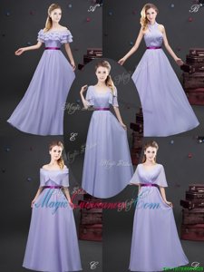 Smart Off the Shoulder Lavender Sleeveless Floor Length Ruffled Layers and Ruching and Belt Zipper Quinceanera Court Dresses
