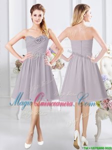 Sweetheart Sleeveless Chiffon Dama Dress Ruching and Hand Made Flower Zipper