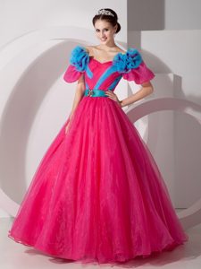 Two-toned Short Sleeves Cinderella Quinceanera Party Dress
