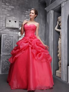 Plus Size Sweetheart Coral Red Quinceanera Gowns for Wholesale