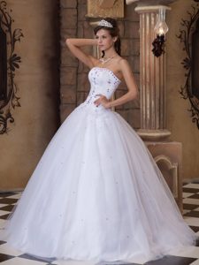 Hot Sale Satin and Tulle Beaded Vestidos De Quinceanera with Appliques