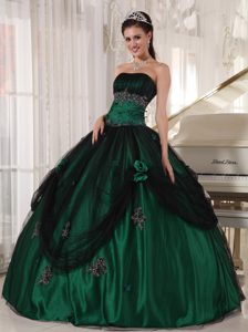 Wonderful Green Tulle and Taffeta Quinceanera Party Dresses Appliques