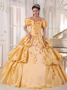 Off the Shoulder Embroidery La Quinceanera Dress Pick-ups in London