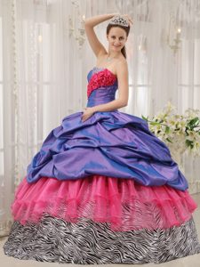 Newest Ruffles and Pick-ups Dresses for a Quinceanera Zebra Printing