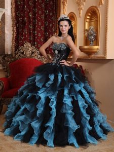 Exquisite Ruffled Layers Quinceanera Gown Beading Organza for Darwin