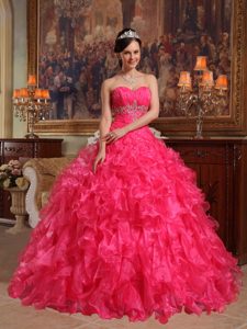 Delish Red Appliques Sweetheart Dress for a Quinceanera Ruffled Layers