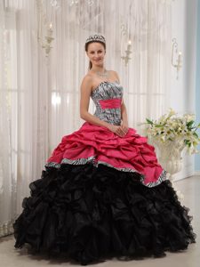 Special Zebra Printed Strapless Quinceanera Party Dresses with Pick-ups