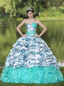 Colorful Sweetheart Pick Ups Printing Sweet 15 Dresses in Mint 2013