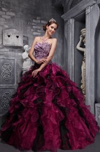 Ruffled Colorful Organza Sweet 15 Dresses with Leopard Printing