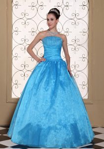 2013 Popular Blue Floor Length Quinceanera Dresses with Beading