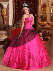 Sweetheart Hot Pink Quinceanera Dress with Embroidery and Beading