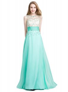 Turquoise Mother Of The Bride Dress Prom and Party and For with Beading Scoop Sleeveless Zipper