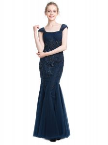 Mermaid Cap Sleeves Beading Zipper Mother Of The Bride Dress