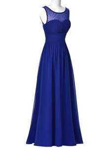 Decent Scoop Royal Blue Empire Beading Mother Of The Bride Dress Zipper Chiffon Sleeveless Floor Length