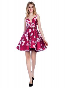V-neck Sleeveless Backless Mother Of The Bride Dress Multi-color Satin