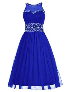 Decent Scoop Sleeveless Zipper Prom Party Dress Royal Blue Tulle