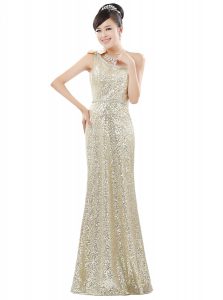 One Shoulder Sleeveless Beading and Sequins Zipper Mother Of The Bride Dress