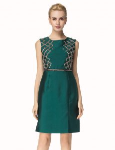 Smart Dark Green Sleeveless Satin Zipper Mother Of The Bride Dress for Party