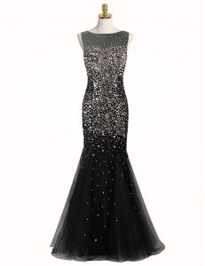 Top Selling Mermaid Black Sleeveless Tulle Zipper Mother Of The Bride Dress for Prom
