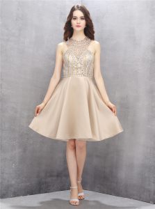 Knee Length A-line Sleeveless Champagne Mother Of The Bride Dress Criss Cross