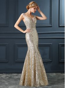 Mermaid Sequined Sleeveless Floor Length Prom Dress and Sequins