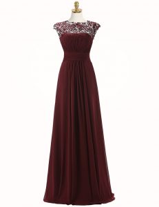 Burgundy Scoop Zipper Appliques Mother Of The Bride Dress Sleeveless