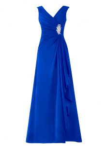 Royal Blue Mother Of The Bride Dress Prom and For with Beading V-neck Sleeveless Zipper