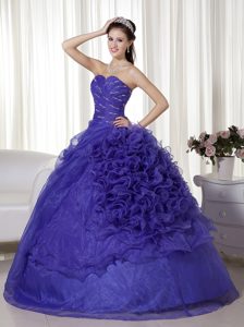 Purple Sweetheart Sweet Sixteen Dress with Beading and Ruches