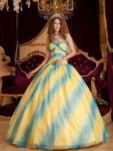 Sweetheart Multi-color Organza Quinceanera Dress with Beading