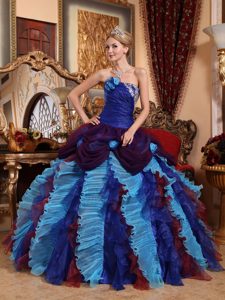 Multi-color Quinceanera Dress with Appliques and Beading for 2013 FL