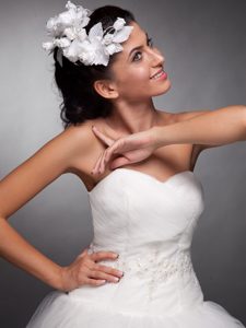 White Hand Made Flowers Taffeta Headpieces