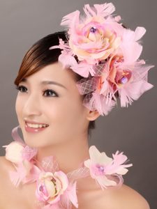 Cute Pink Feather Flower Fascinators