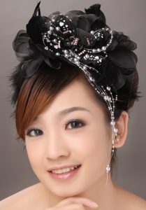 Modest Black Organza Beading Women ? s Fascinators