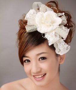 White Imitation Pearls Flower Sweet Tulle Fascinators