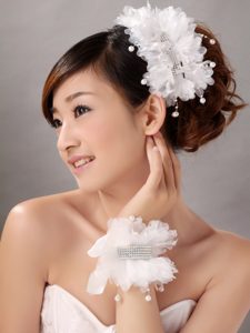 Imitation Pearls With Crystals Womens Fascinators/ Hairband And Wrist Corsage