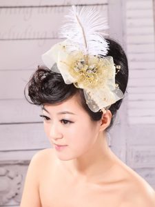 Gold Feather and Side Clamp Diamond For Headpieces