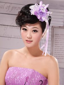 Side Clamp Flower and Lace Taffeta For Wedding Party
