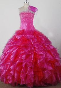 Michigan Feathered One Shoulder Ruffles Pageant Dress for Girls