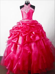 Pick-ups and Beading for Halter Little Girl Pageant Dress for Discount