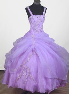 Strap Appliques for Lilac Little Girl Pageant Dress Ball Gown Style