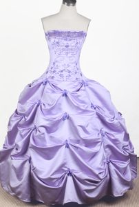 Lilac Little Girl Pageant Dress Embroidery with Beading Decorate