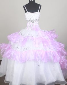 Idaho Little Girl Pageant Dresses with Beading and Ruffled Layers