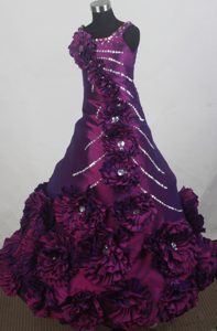 Hand Made Flowers for Hawaii Purple Little Girl Pageant Dresses