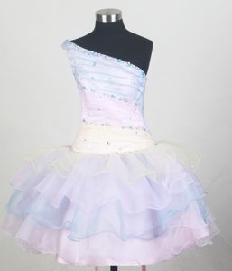 One Shoulder and Ruffled Layers for Colorful Glitz Pageant Dresses