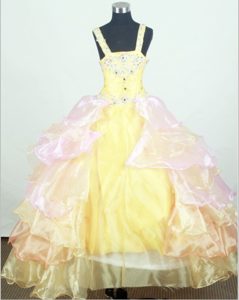 Appliques for Straps Little Girl Pageant Dresses with Organza Layers
