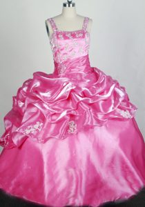 Pick-ups and Appliques for Lovely Rose Pink Girls Pageant Dresses