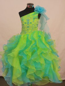Colorful Ruffles and Flowers Decorate Glitz Pageant Dresses for formal